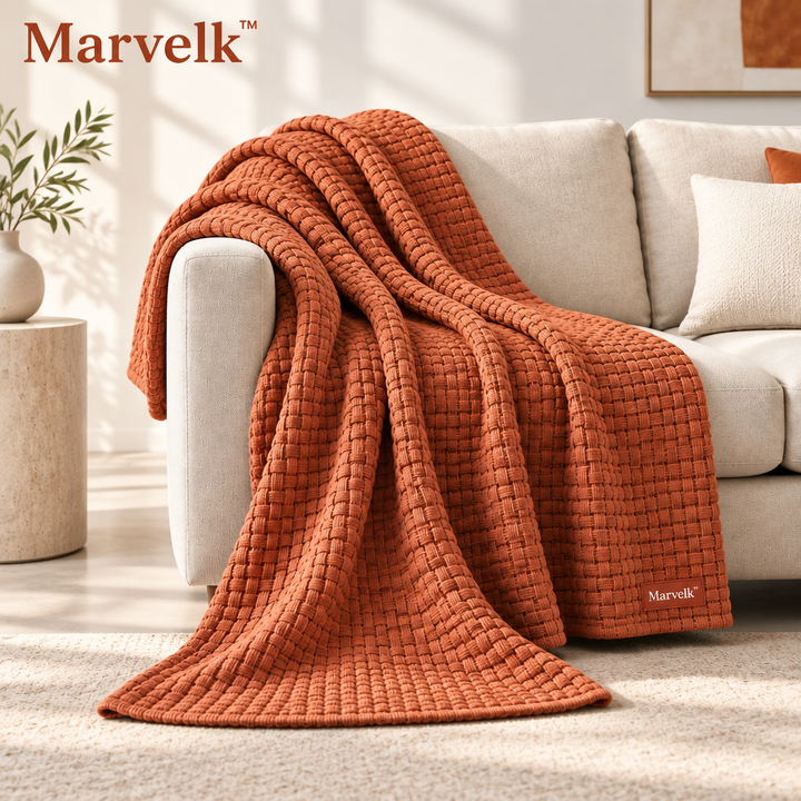 Marvelk™ Terracotta Basketweave Sofa Throw