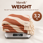 Marvelk Terracotta Wave Stripe Tassel Blanket