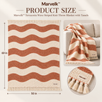 Marvelk Terracotta Wave Stripe Tassel Blanket