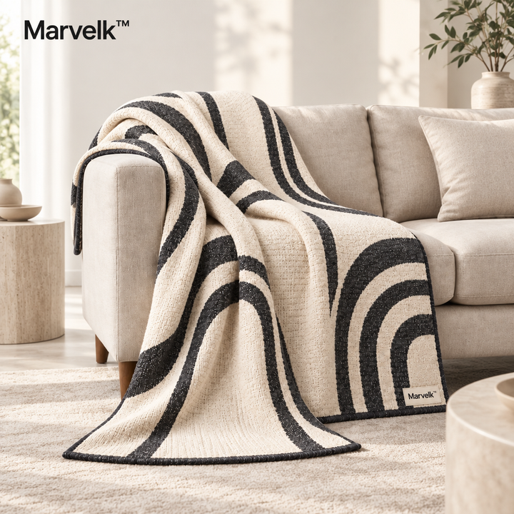 Marvelk™ Ivory and Charcoal Geometric Arch Throw