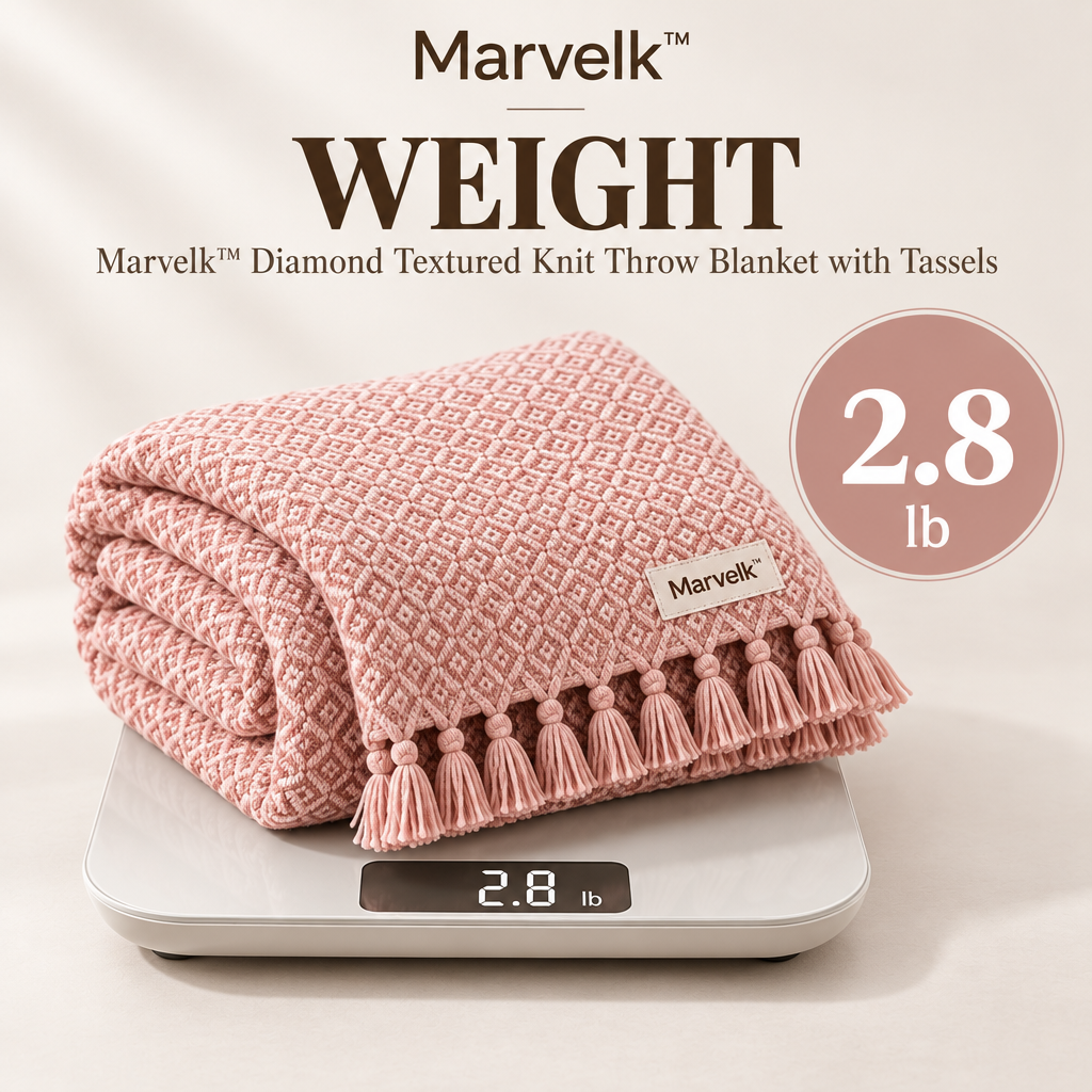 Marvelk Blush Diamond Texture Tassel Throw