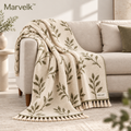 Marvelk Olive Branch Botanical Knit Blanket