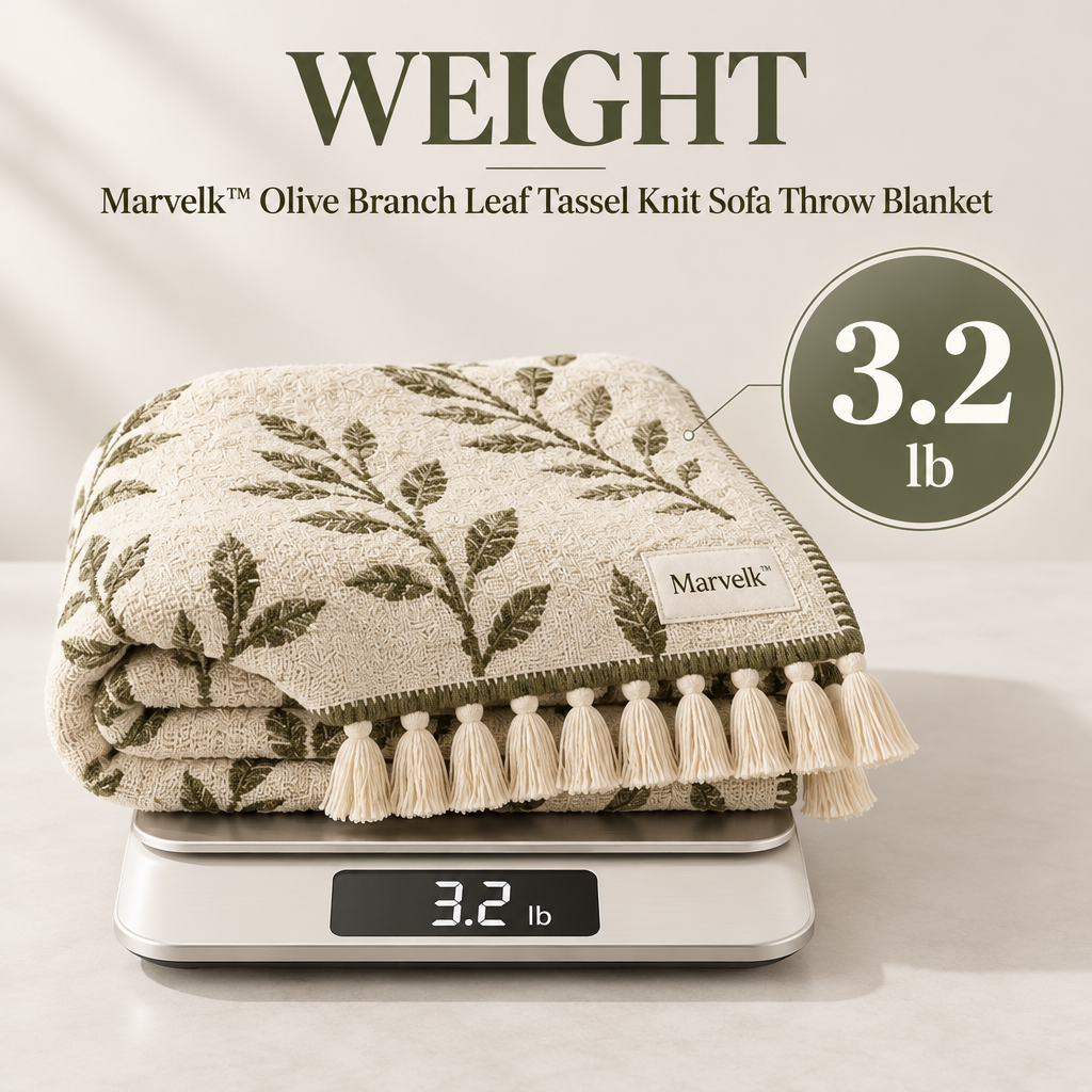 Marvelk Olive Branch Botanical Knit Blanket