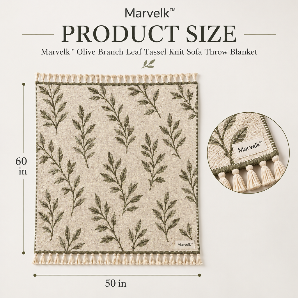 Marvelk Olive Branch Botanical Knit Blanket