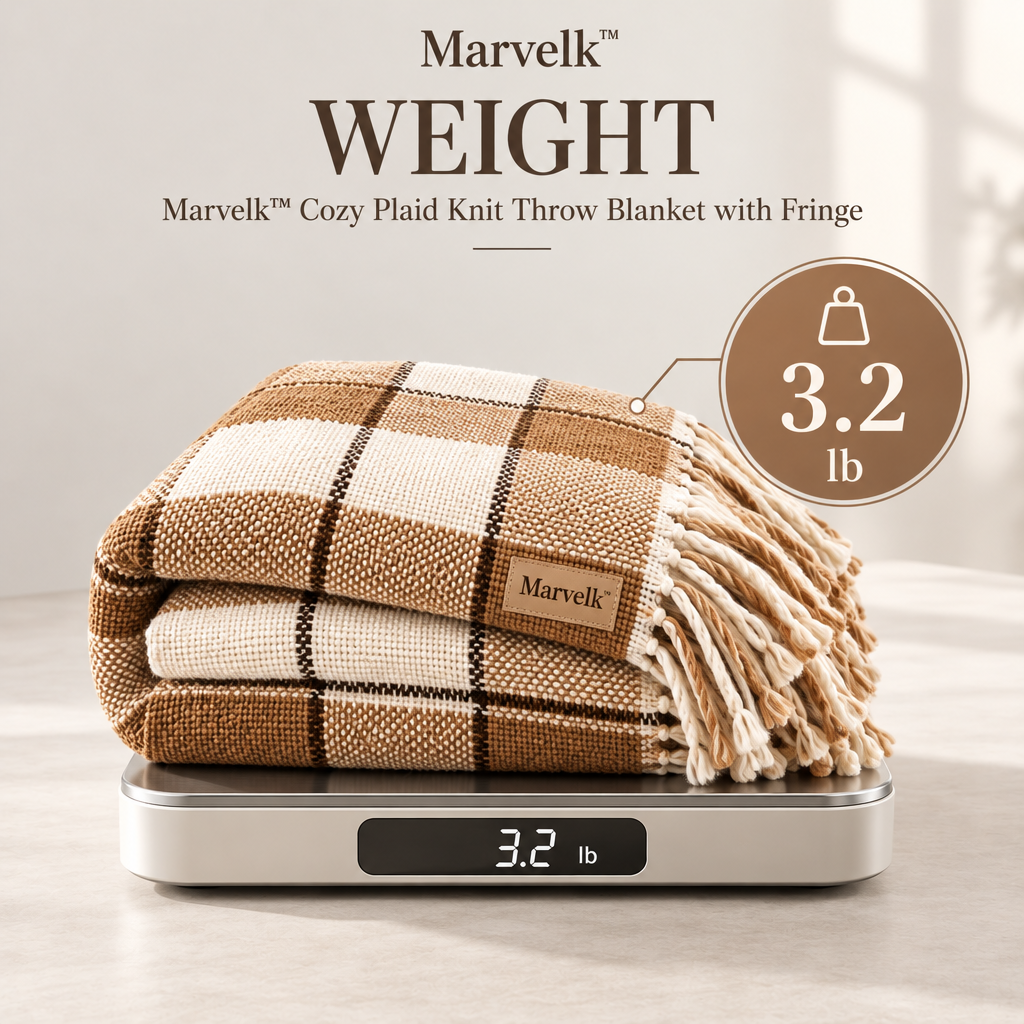 Marvelk Caramel Plaid Fringe Sofa Throw