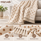 Marvelk Cream and Caramel Tufted Dot Throw