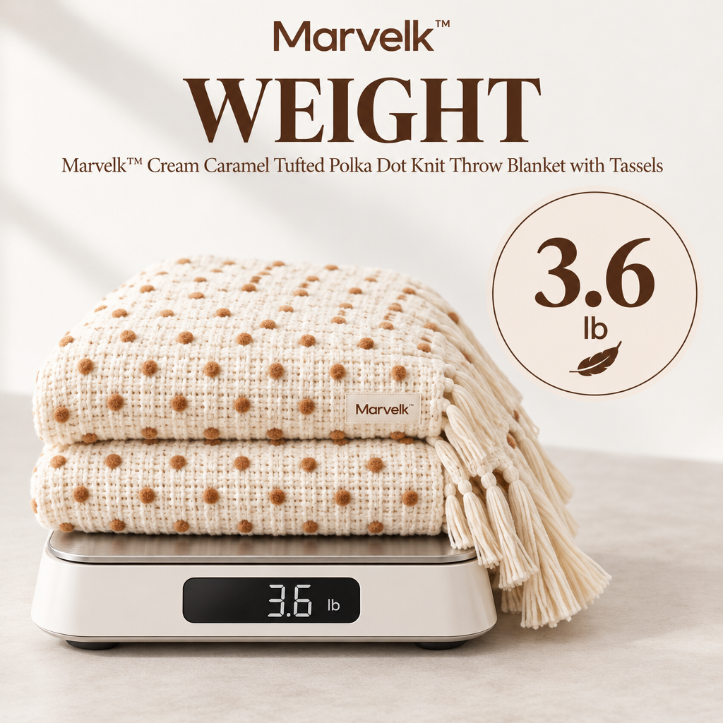 Marvelk Cream and Caramel Tufted Dot Throw