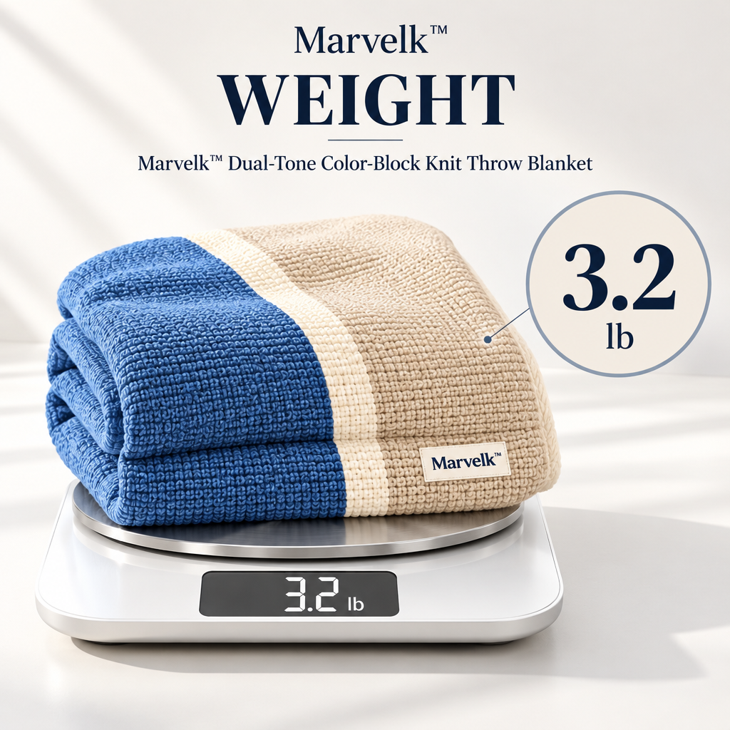 Marvelk Blue and Cream Color Block Throw