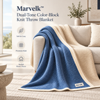 Marvelk Blue and Cream Color Block Throw