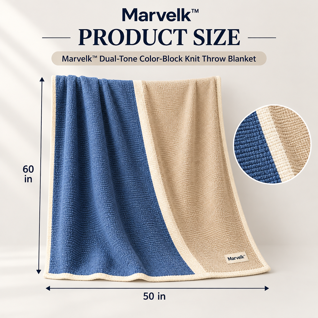 Marvelk Blue and Cream Color Block Throw