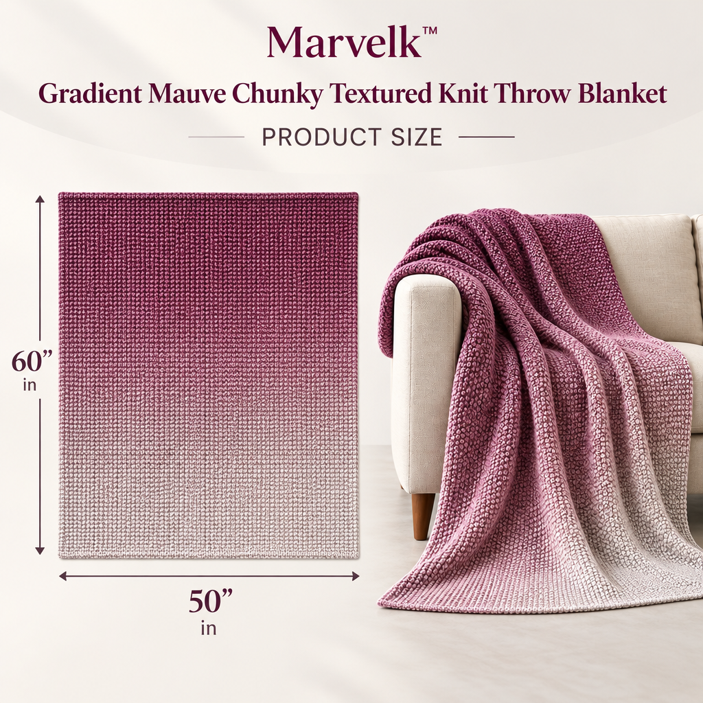 Marvelk Mauve Gradient Textured Knit Blanket