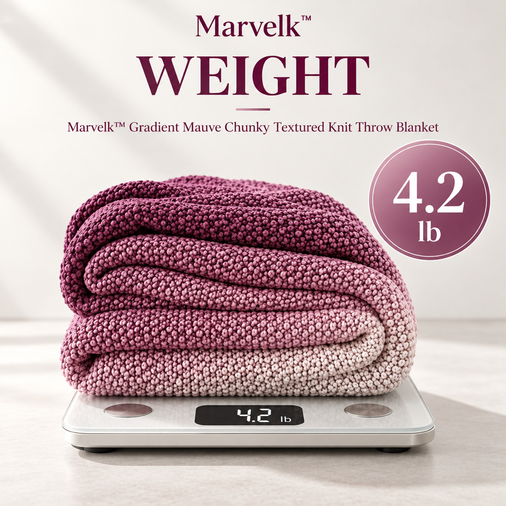 Marvelk Mauve Gradient Textured Knit Blanket
